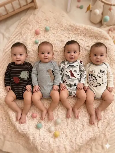 Set de 4 Bodies de bebé 100% algodón - miniatura 2