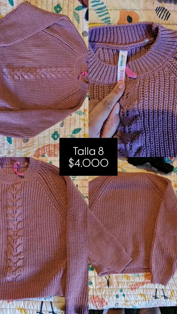 Suéter rosado tejido talla 8
