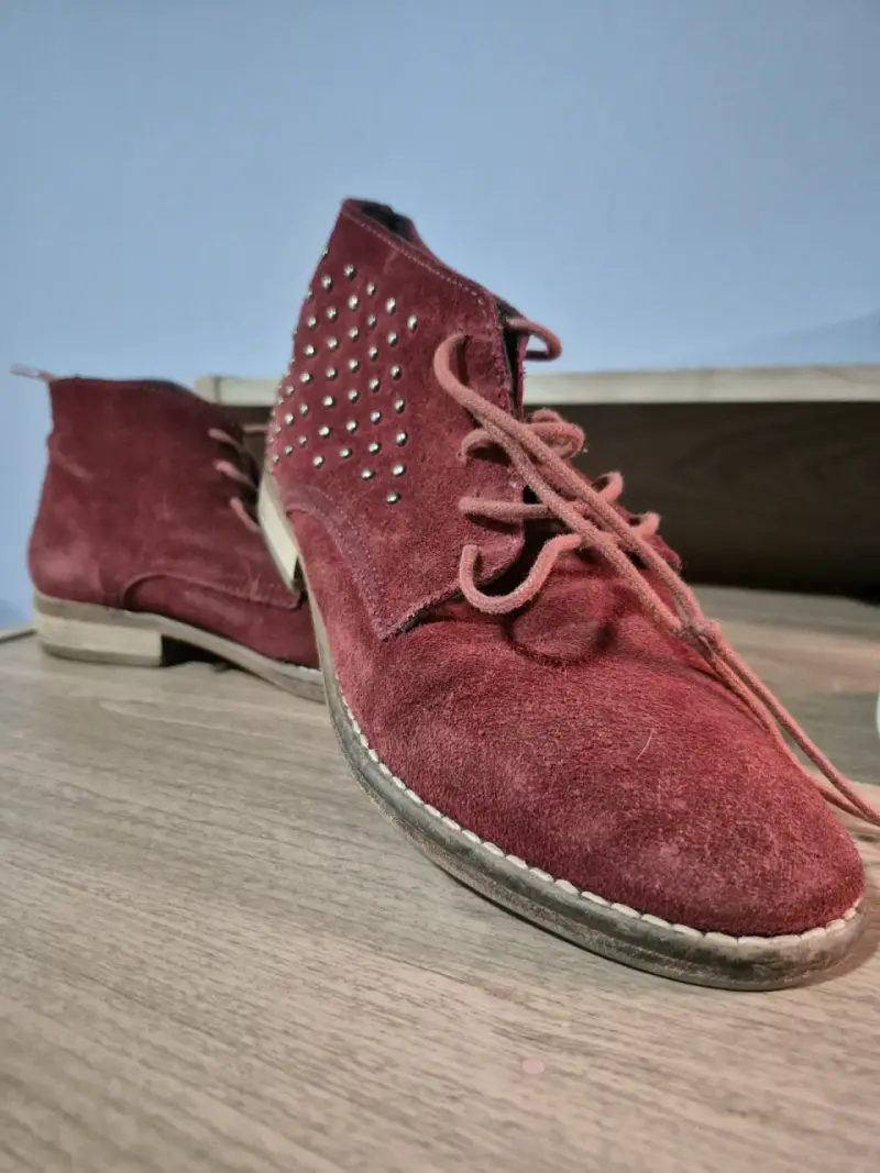 Botines MUJER GAMUZA rojo con tachas - 1