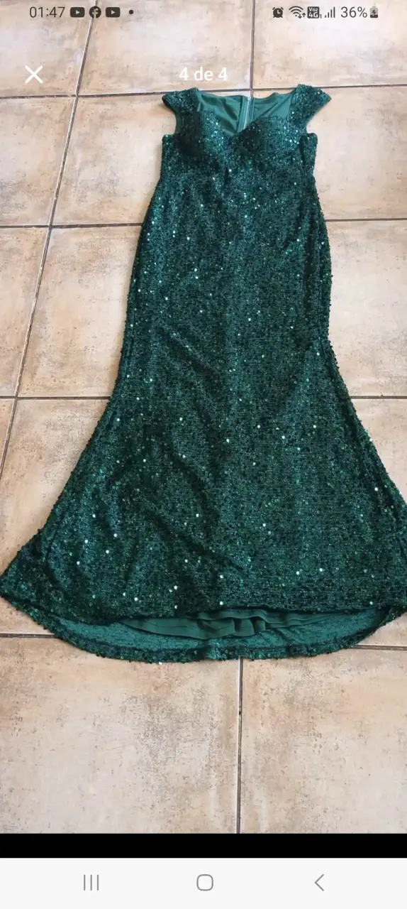 Vestido Gala verde con lentejuelas - 1