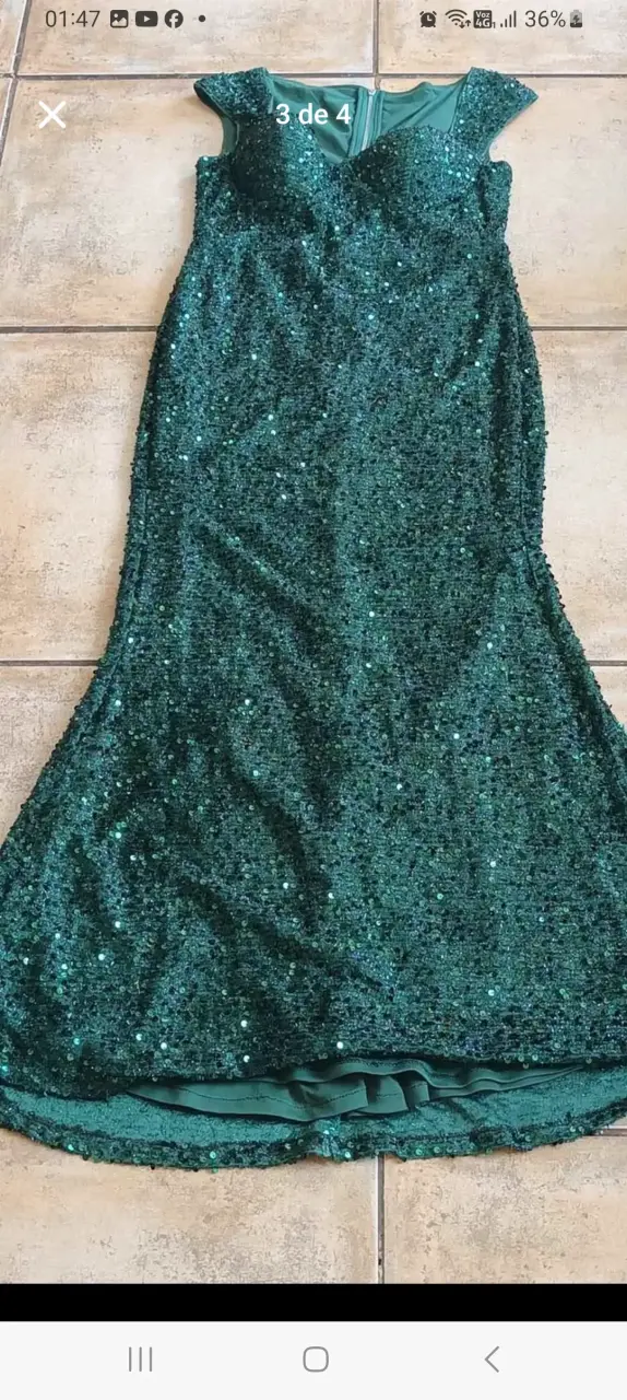 Vestido Gala verde con lentejuelas - 2