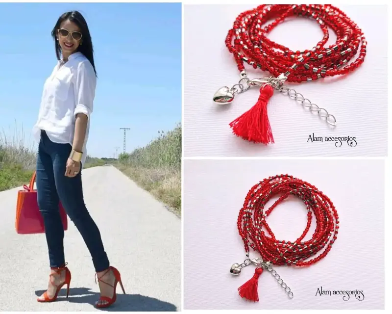 Pulsera Alam roja con borla