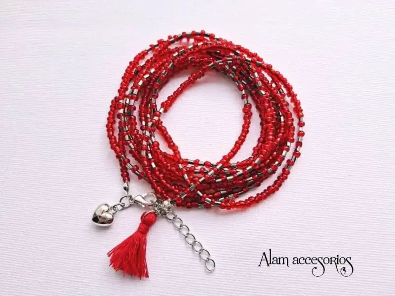 Pulsera Alam roja con borla - 3