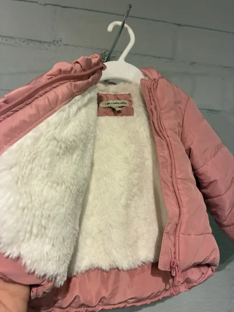 Parka infantil rosada acolchada - 3