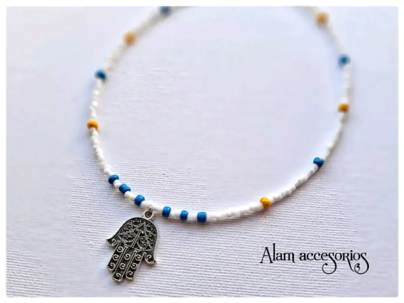 Collar Hamsa con cuentas de colores - 3