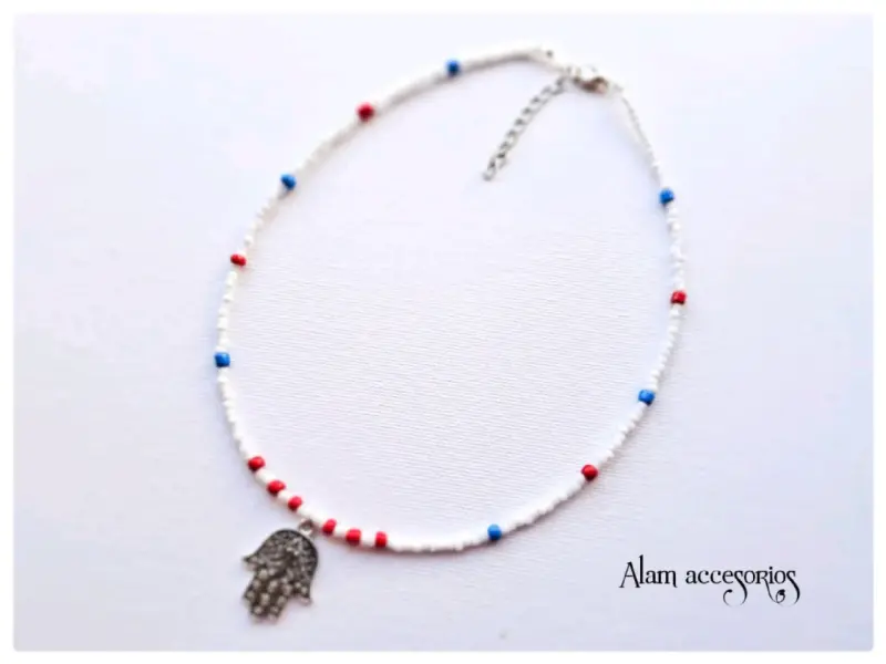 Collar Hamsa con cuentas de colores - 4