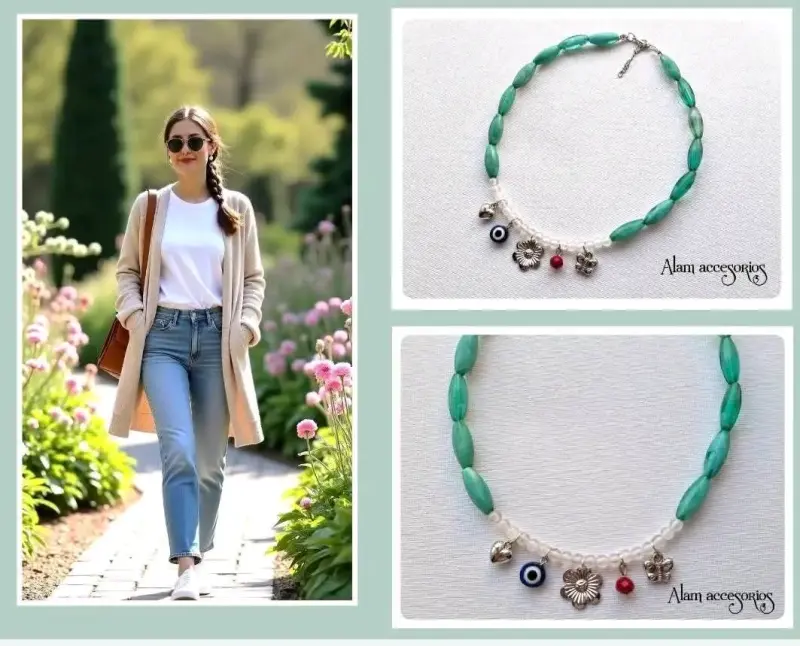 Collar multicolor con dijes