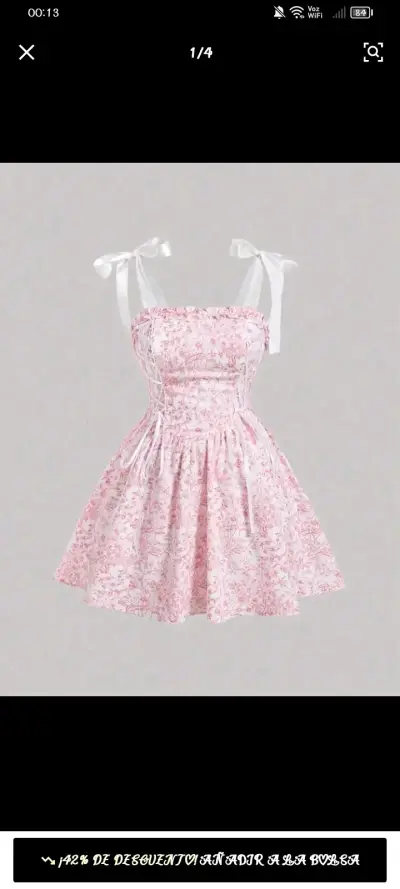 Vestido veraniego rosa floral - miniatura 1