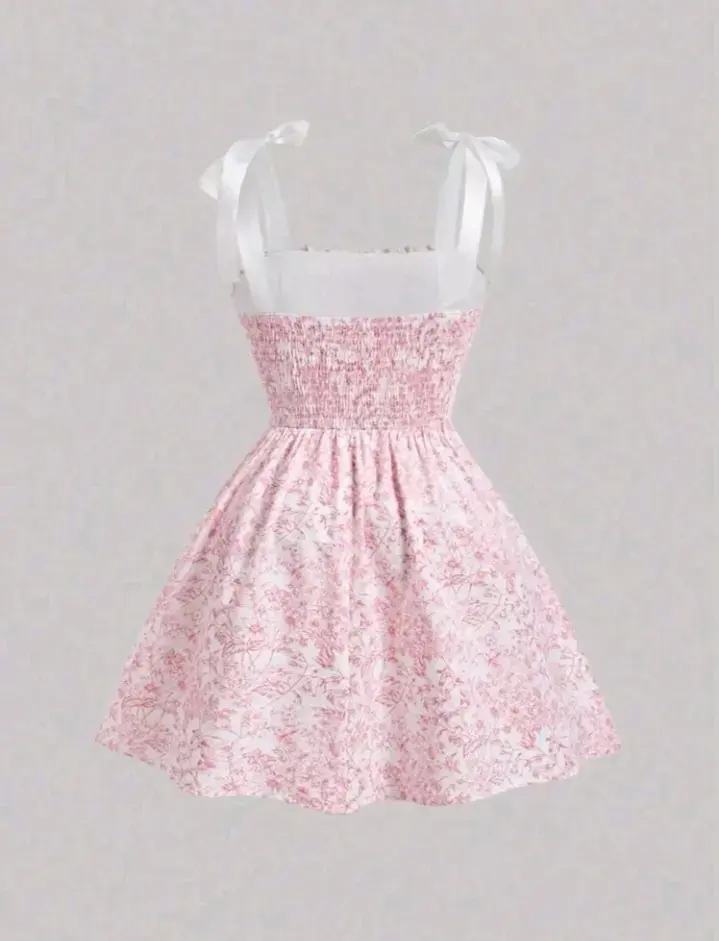 Vestido veraniego rosa floral - 2