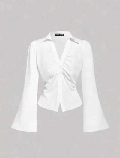 Camisa blanca con mangas acampanadas - miniatura 1