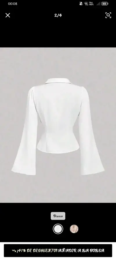 Camisa blanca con mangas acampanadas - miniatura 2