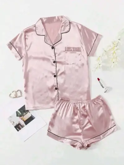 Pijama satinado rosa - miniatura 1