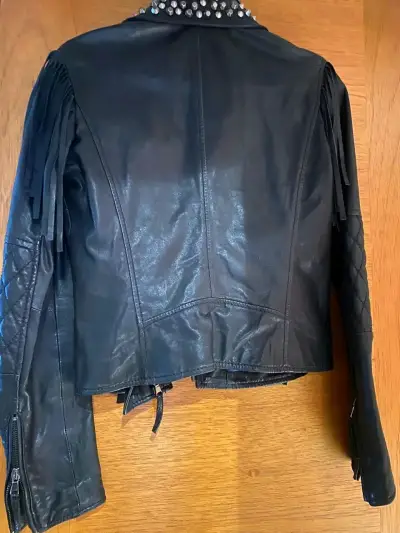 Chaqueta negra de cuero de oveja con tachas Pinko - miniatura 1