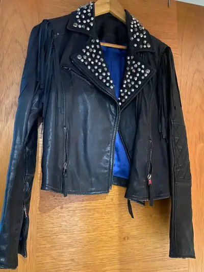 Chaqueta negra de cuero de oveja con tachas Pinko - miniatura 2