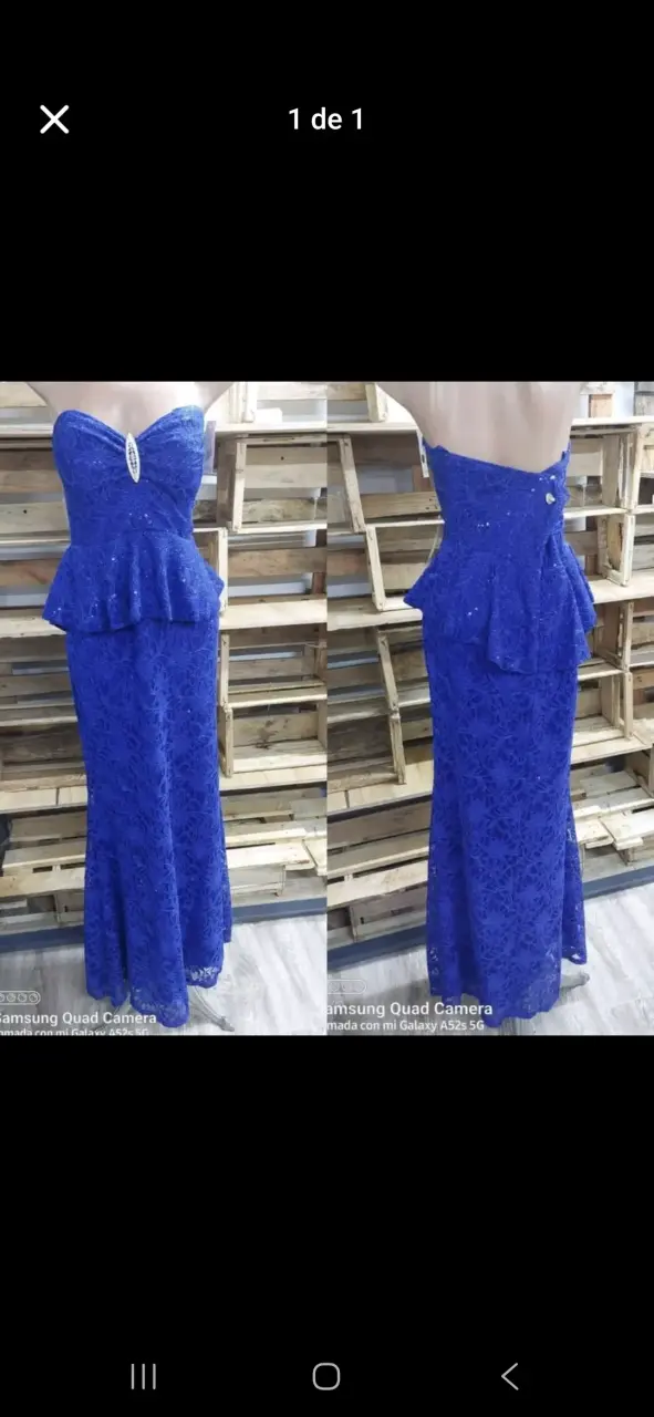 Vestido largo azul elegante M/L