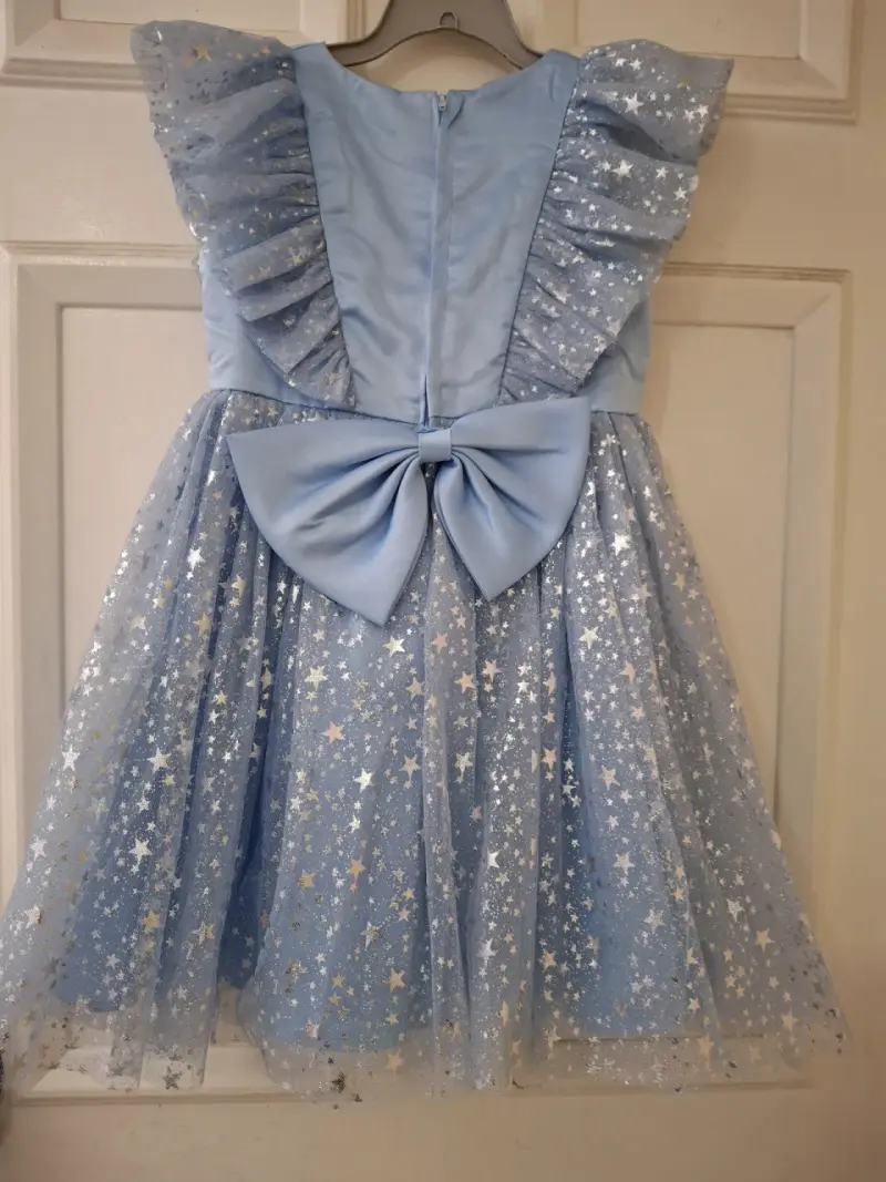 Vestido celeste con estrellas plateadas talla 6 - 2