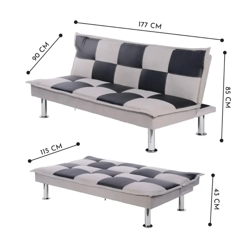 Sofá cama bicolor moderno