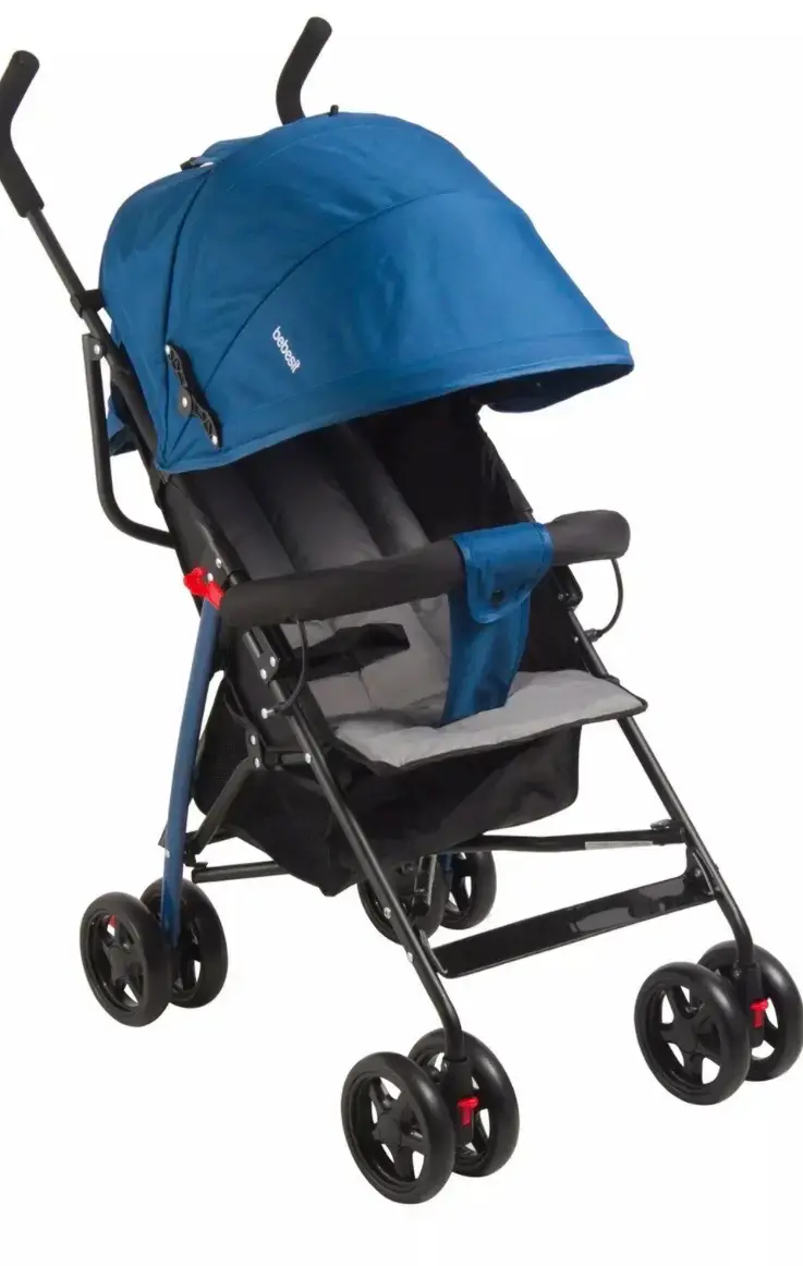 Coche de paseo azul plegable