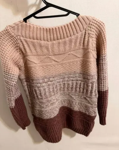 Suéter tejido beige y marrón - miniatura 2