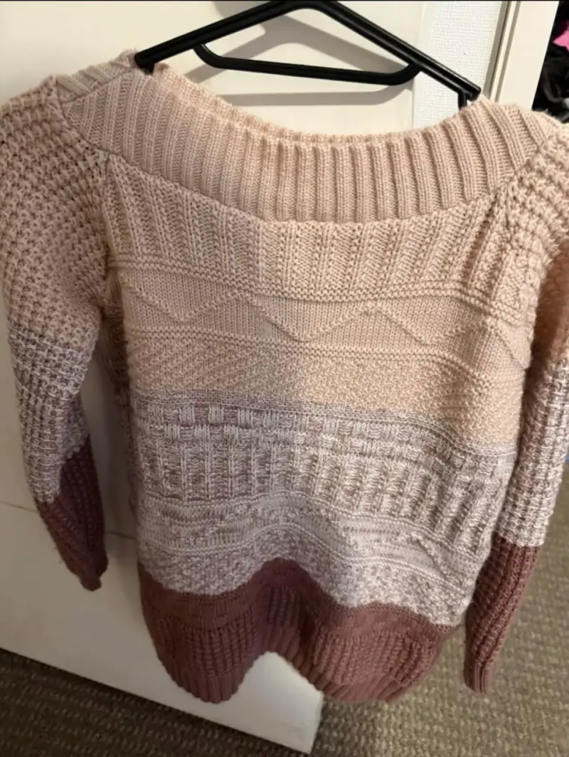 Suéter tejido beige y marrón - 3