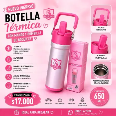 Botella térmica rosa Colo-Colo 650ml - miniatura 1