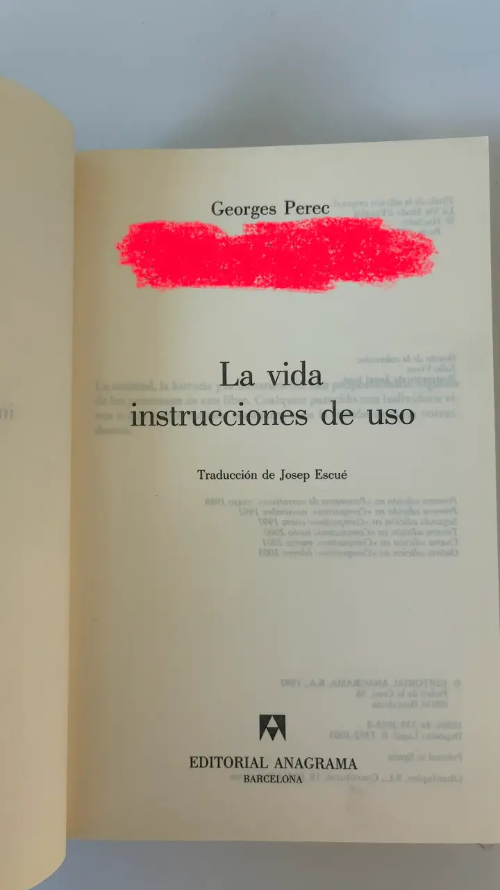 Libro 'La vida instrucciones de uso' Georges Perec - 4