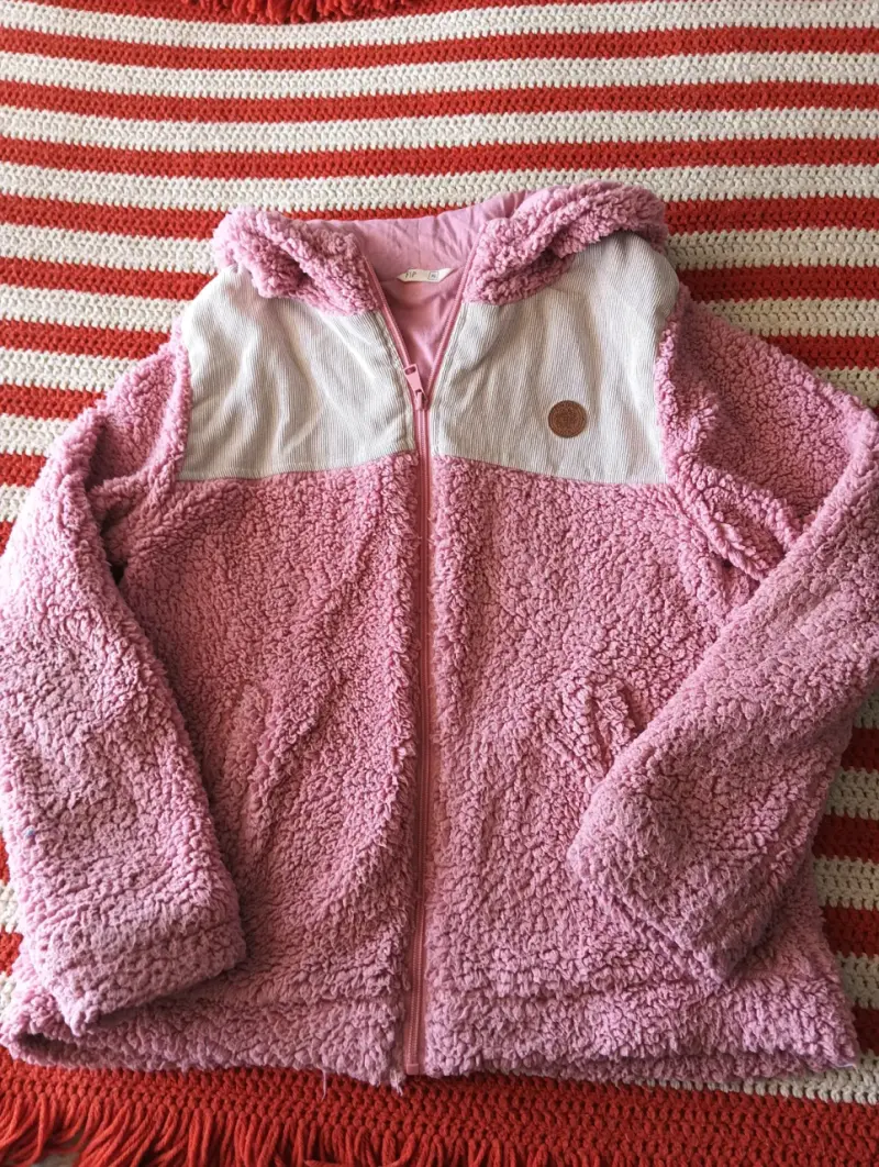 Chaqueta polar rosa con capucha - 1