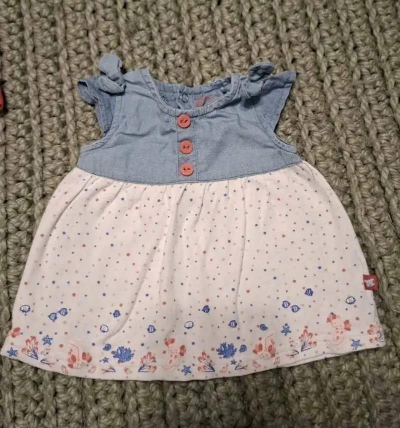 Vestido bebé denim y estampado - 1