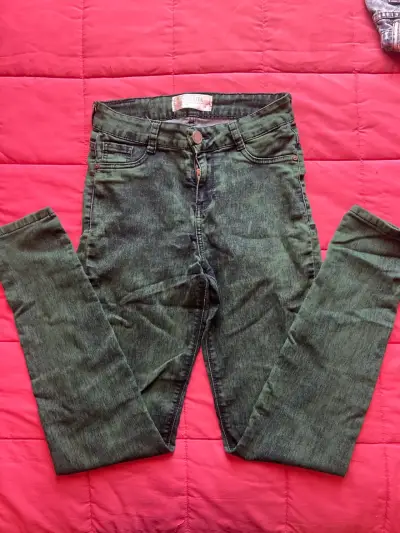 Jeans verde oscuro mujer - miniatura 1