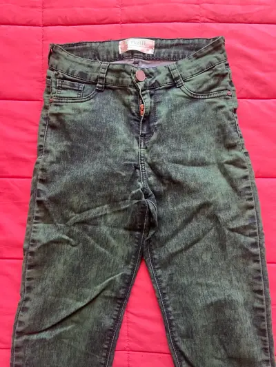 Jeans verde oscuro mujer - miniatura 2