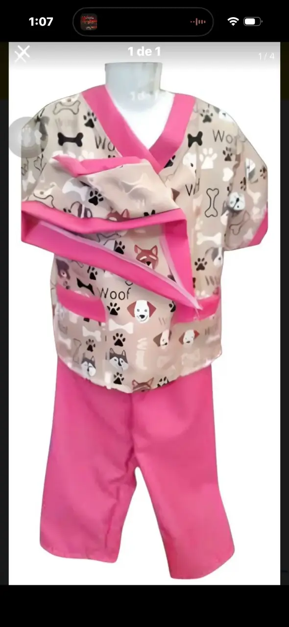 Disfraz veterinaria estampado perros