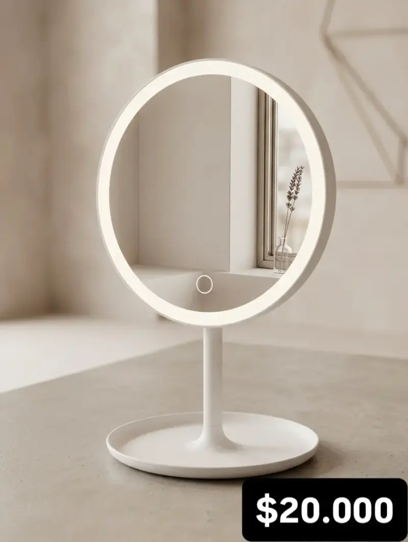 Espejo de mesa con luz LED
