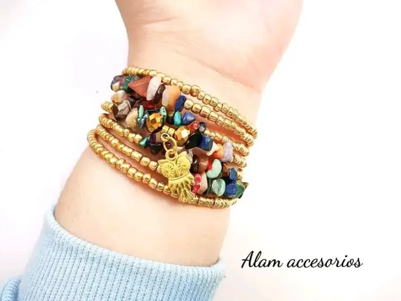 Brazalete mix de piedras multicolor - 2