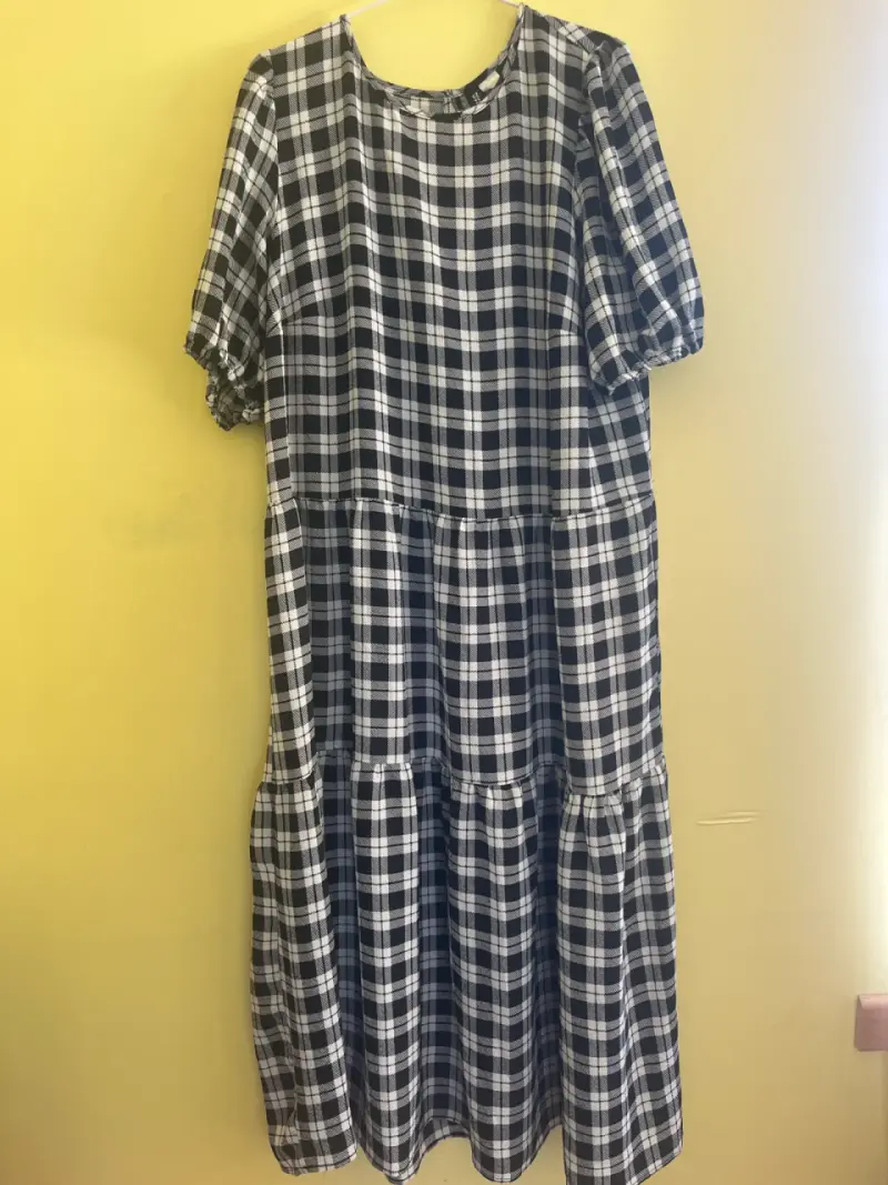Vestido a cuadros blanco y negro H&M - 1