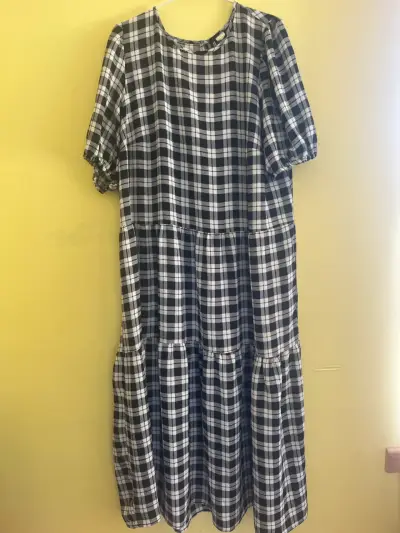 Vestido a cuadros blanco y negro H&M - miniatura 1