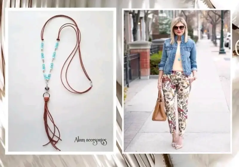 Collar artesanal con cuentas celestes