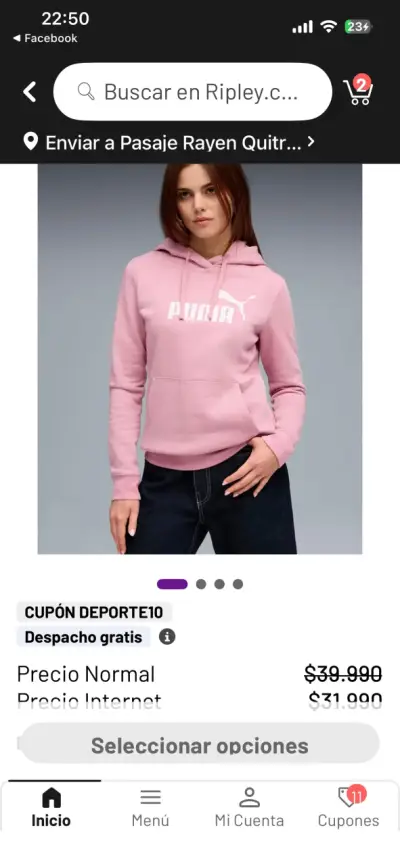 Polerón rosado con capucha Puma - miniatura 2