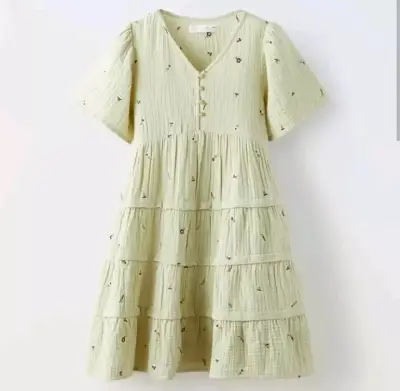 Vestido verde claro con botones - miniatura 1