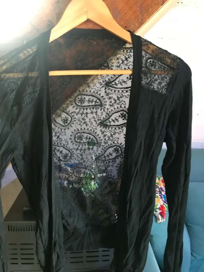 Cardigan negro de encaje - 1