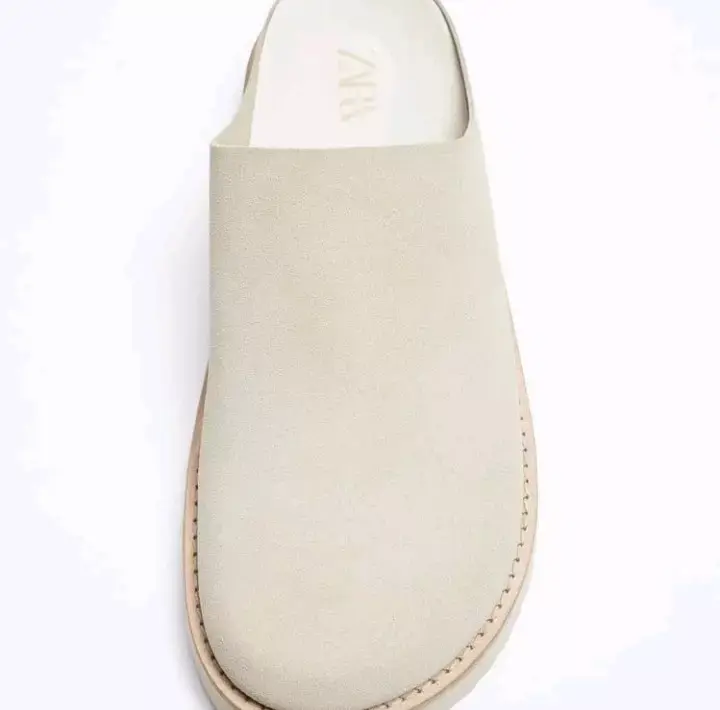 Suecos piel serraje beige - 2