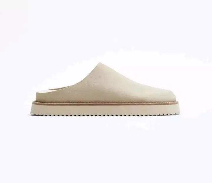 Suecos piel serraje beige - 3