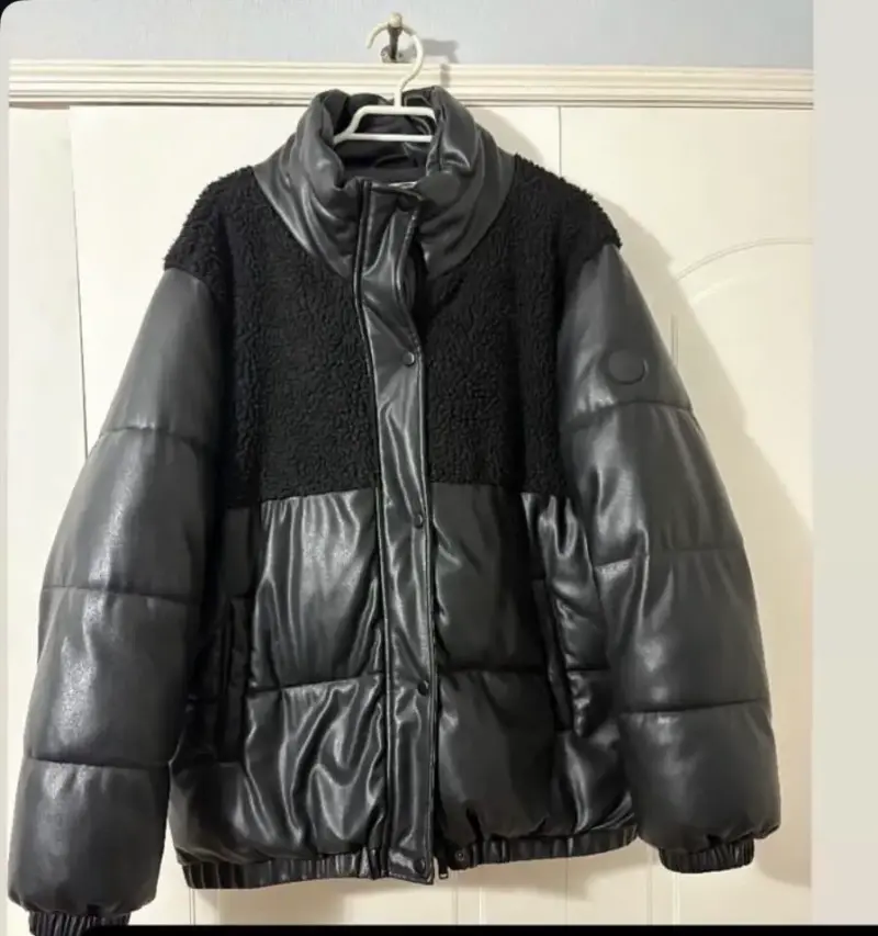 Puffa con aplique tipo corderito - 1