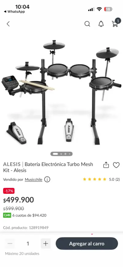 Batería Electrónica Alesis Turbo Mesh - miniatura 1