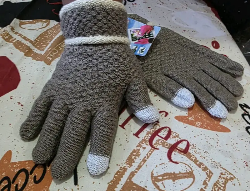 Guantes tejidos táctiles grises por mayor y al det - 1