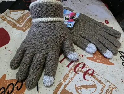 Guantes tejidos táctiles grises por mayor y al det - miniatura 1