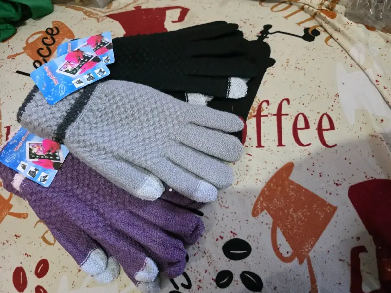 Guantes tejidos táctiles grises por mayor y al det - 2