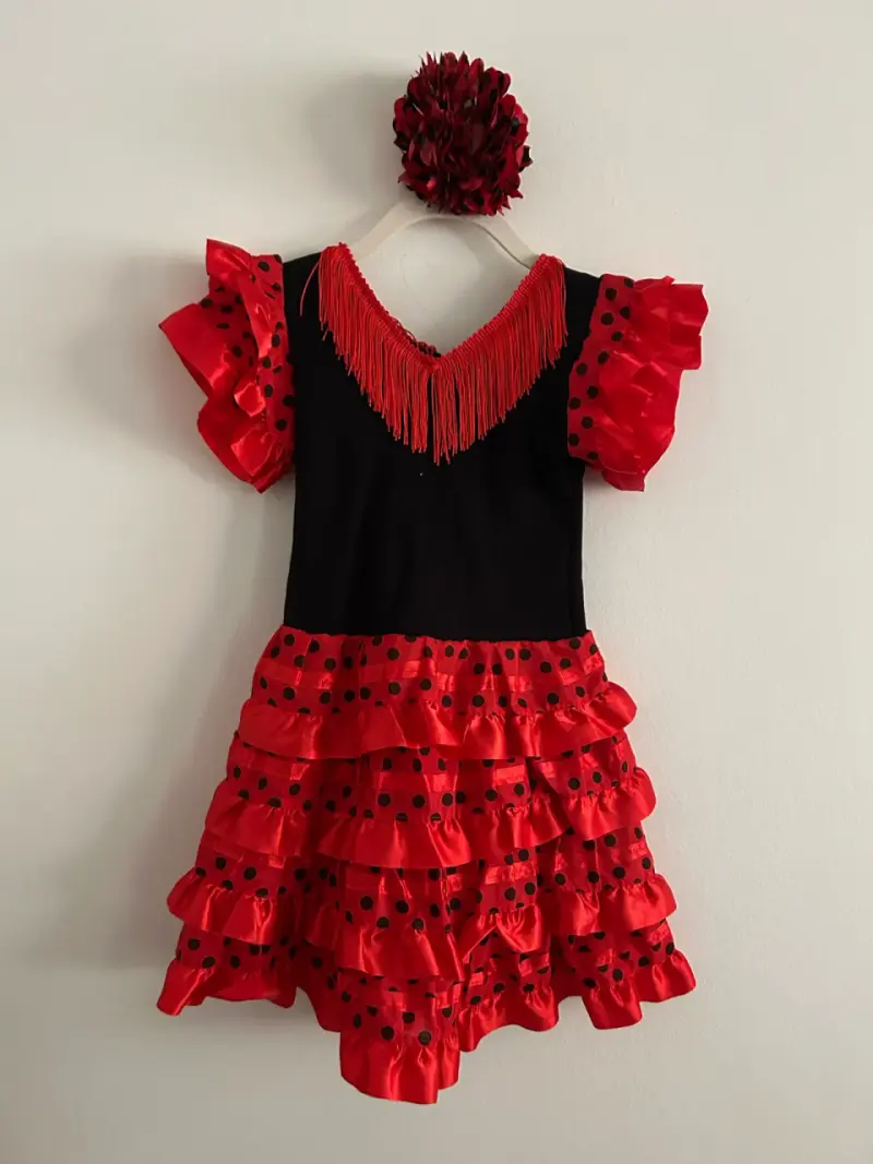 Vestido flamenco rojo y negro 24 meses