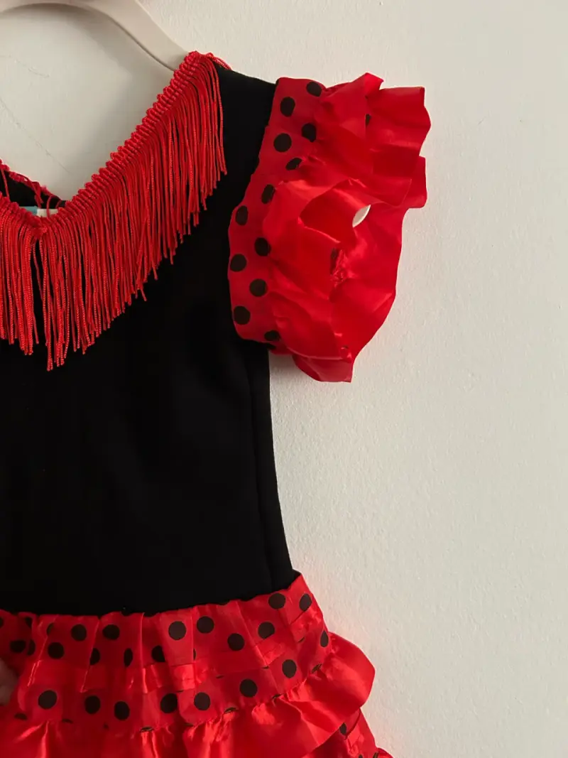 Vestido flamenco rojo y negro 24 meses - 2