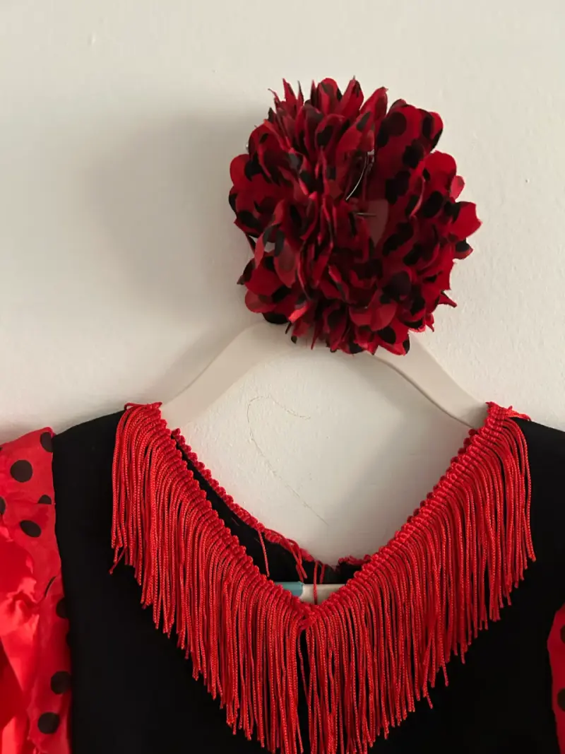 Vestido flamenco rojo y negro 24 meses - 3