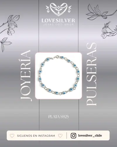 Pulsera de plata con ojos turcos - miniatura 1
